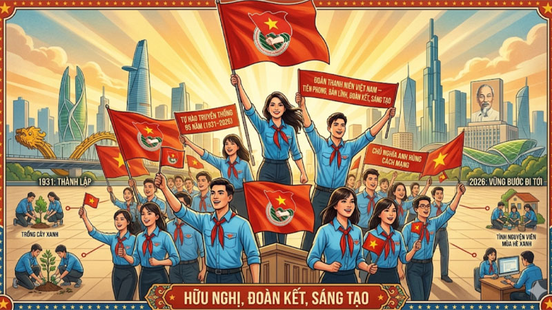 Cờ Đoàn là gì? Ý nghĩa, hình ảnh và quy cách cờ Đoàn Thanh niên 5 co doan 4